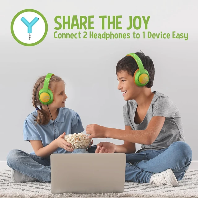 Alt view image 6 of 7 - Kids Headphones Wireless, 74/85/94dB Volume Limit, 45H Playtime LED Lights, Bluetooth Kids Headphones Over Ear, Foldable with Microphone, Sharing Function for iPad/Travel/Tablet/PC