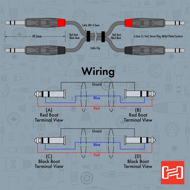 Alt view image 5 of 6 - HSS-015X2 Pro Stereo Interconnect Cable - Dual REAN 1/4-inch TRS Male to Dual REAN 1/4-inch TRS Male - 15 foot