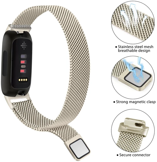 Alt view image 3 of 7 - Mesh Metal Band Compatible with Fitbit Inspire 3 Band, Stainless Steel Adjustable Loop Strap Women Men Replacement Bands for Inspire 3 Health &-Fitness-Tracker