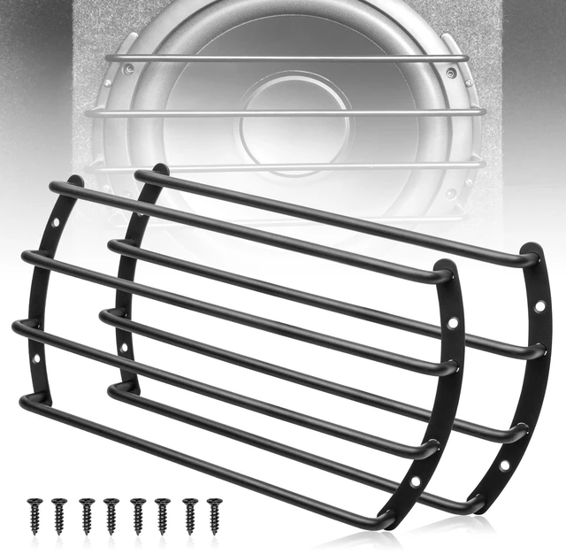 Main image of 10 Inch Metal Subwoofer Grill, 4 bar Audio Speaker Grill Cover Protector, 10 Inch Black Car Bar Grille Sub Grill Cover, 10 Inch 4 Bar Loudspeaker Grill 2PCS