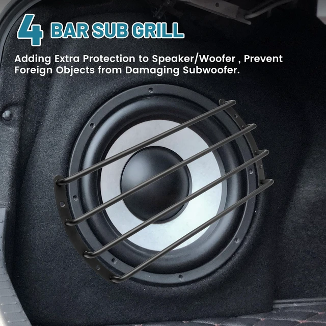Alt view image 3 of 7 - 10 Inch Metal Subwoofer Grill, 4 bar Audio Speaker Grill Cover Protector, 10 Inch Black Car Bar Grille Sub Grill Cover, 10 Inch 4 Bar Loudspeaker Grill 2PCS