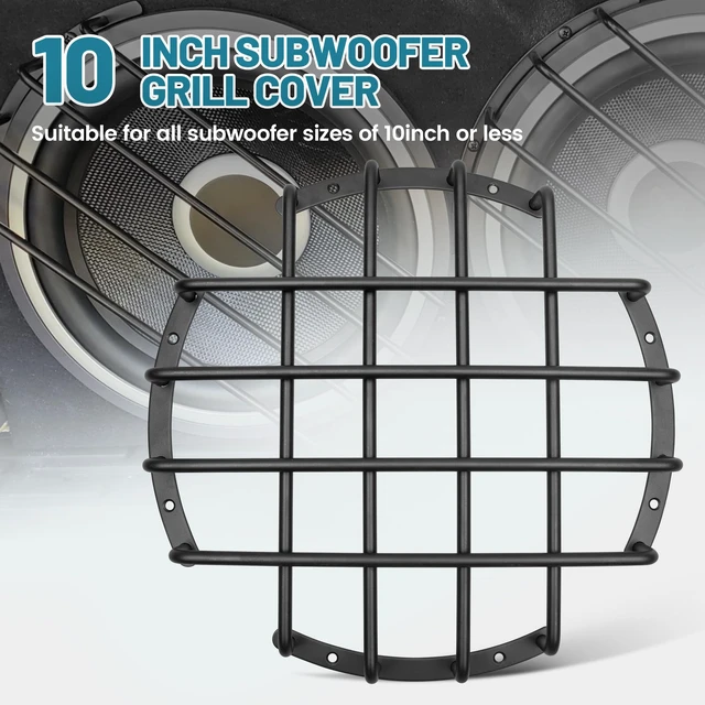 Alt view image 4 of 7 - 10 Inch Metal Subwoofer Grill, 4 bar Audio Speaker Grill Cover Protector, 10 Inch Black Car Bar Grille Sub Grill Cover, 10 Inch 4 Bar Loudspeaker Grill 2PCS