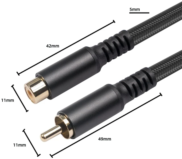 Alt view image 6 of 7 - RCA Extension Audio Cable Male to Famale, RCA Stereo Audio Cable Hi-Fi Sound Gold Plated Copper Shell Nylon-Braided (20 Feet)