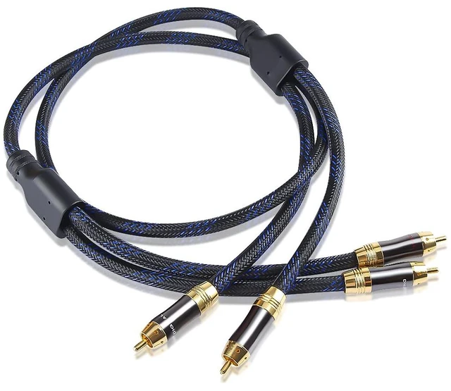 Alt view image 3 of 7 - Dual 2RCA Male to 2RCA Male Stereo Audio Cable, Double-Shielded (OD 8.0mm), for Amplifiers, AV Receivers, Hi-Fi System (8 Feet)