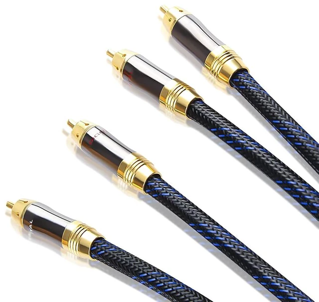 Alt view image 5 of 7 - Dual 2RCA Male to 2RCA Male Stereo Audio Cable, Double-Shielded (OD 8.0mm), for Amplifiers, AV Receivers, Hi-Fi System (8 Feet)