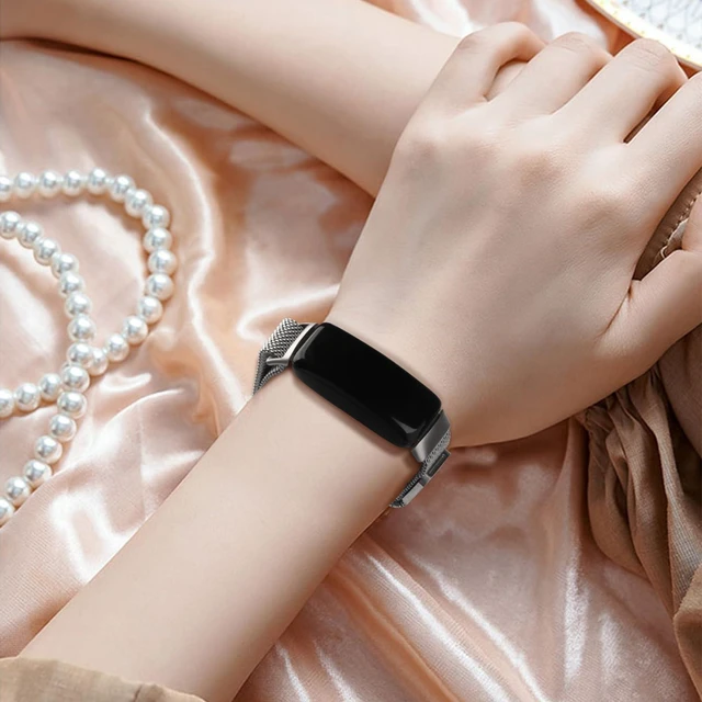 Alt view image 6 of 7 - Mesh Metal Band Compatible with Fitbit Inspire 3 Band, Stainless Steel Adjustable Loop Strap Women Men Replacement Bands for Inspire 3 Health &-Fitness-Tracker