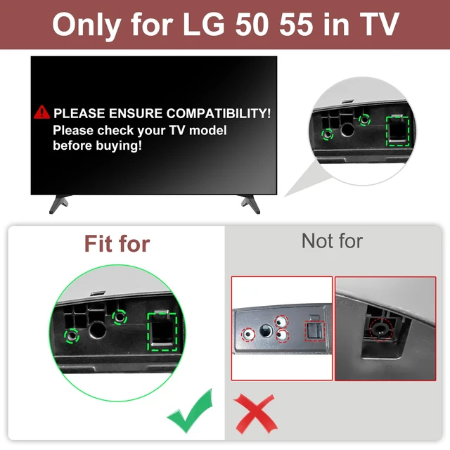 Alt view image 3 of 7 - 50 55 Inch 50UQ/55UQ Series TV Stand for LG TV Legs for 50UQ8100 50UQ81006LB 50UQ7070 50UQ7070ZUE 55UQ7590 55UQ7590PUB MAM643660 Replacement Legs for LG TV, with Screws