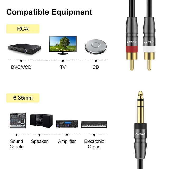 Alt view image 4 of 7 - J&D Bundle2 Items: 6 Feet 2 RCA Audio Extension Cable and 3 Feet Dual RCA Audio Cable