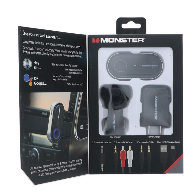 Alt view image 3 of 6 - Bluetooth Audio Receiver Kit - 7-Piece Wireless AUX Adapter for Car & Home Stereo, Multi-Device Pairing, Hands-Free Calling, Siri & Google Assistant Support, Rechargeable - MBA9-1009-BLK