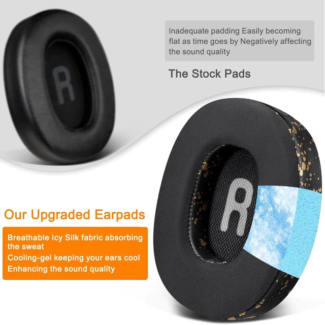 Alt view image 4 of 5 - Cooling-Gel Earpads Replacement for JBL Tune 700BT, 710BT, 720BT, 750BTNC, 760NC, 770NC Wireless Over-Ear Headphones, Ear Pads Cushions with High-Density Foam - Black Gold