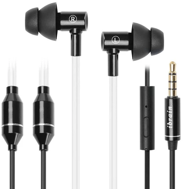 Main image of Air Tube Headphones EMF Free Airtube Earbuds Wired Air Tube Headset with Microphone in Ear Airtube Earphones Noise Cancelling for Safe Listening - Black