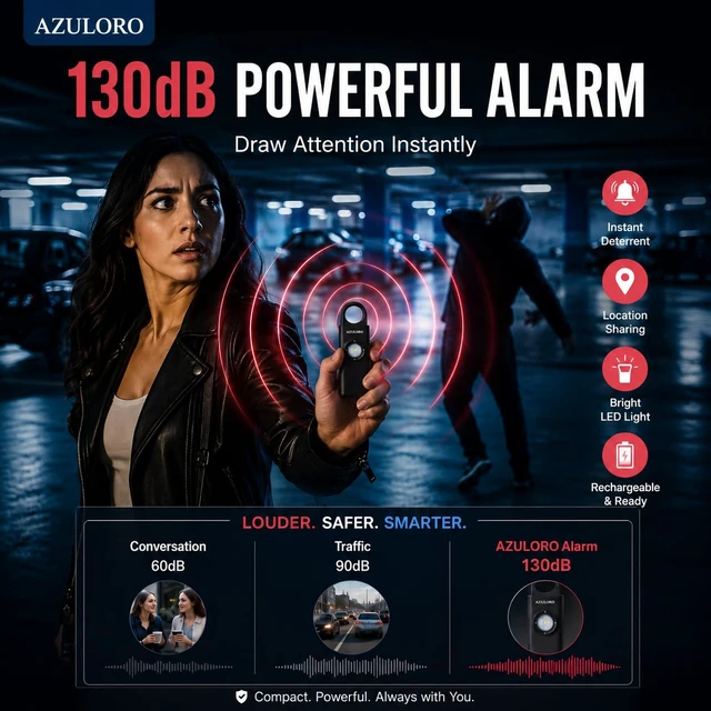 Alt view image 3 of 7 - Personal Alarms for Women Loudest Safety Keychain Self Defense Personal Alarm Siren with SOS & Emergency Call Keychain Alarm for Women Gifts for Teenage Girls Protection for Girls (Black)