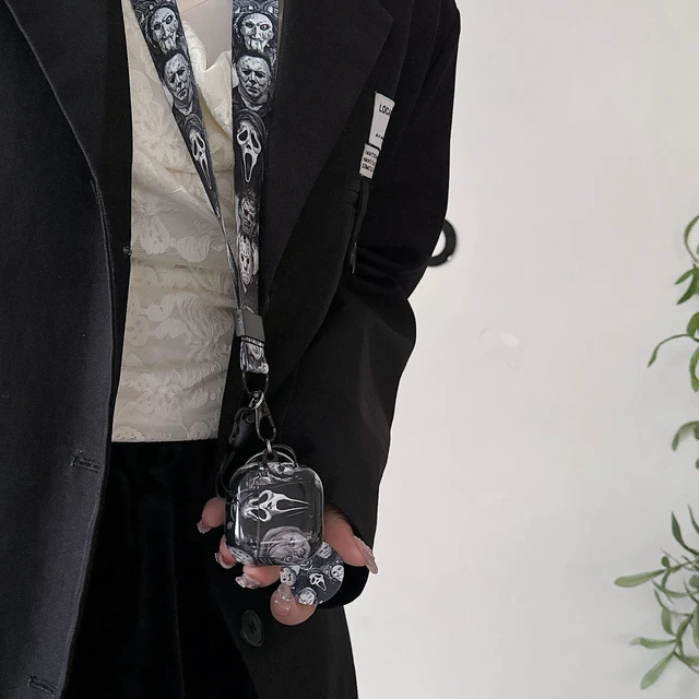 Alt view image 4 of 7 - Cool Thrilling Scream Pattern Air pod 4th Generation 2024 Soft TPU Casewith Horror Keychain and LanyardDesigned for Those who Like Man Women Girl Thrilling Horror Themes