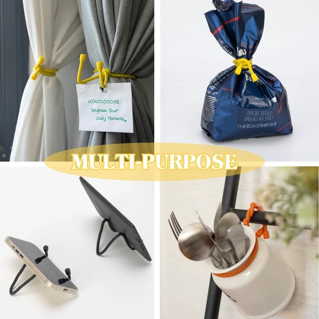 Alt view image 6 of 7 - 9PCS 4/6/12 Inch Silicone Cable Ties, Reusable Rubber Twist Ties Set Flexible Silicone, Bendable and Reusable; Strong Grip; for Cord Organizer, Cable Management, Home, Office, Travel