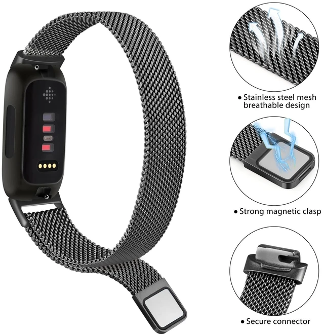 Alt view image 3 of 7 - Mesh Metal Band Compatible with Fitbit Inspire 3 Band, Stainless Steel Adjustable Loop Strap Women Men Replacement Bands for Inspire 3 Health &-Fitness-Tracker