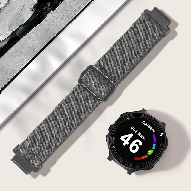 Alt view image 2 of 7 - Elastic Nylon Watchband Compatible with Garmin Forerunner 235/220/230/620/630/735XT,Soft Adjustable Sport Stretchy Replacement Strap for Forerunner 235 Lite/Approach S20/S6/S5 Accessory