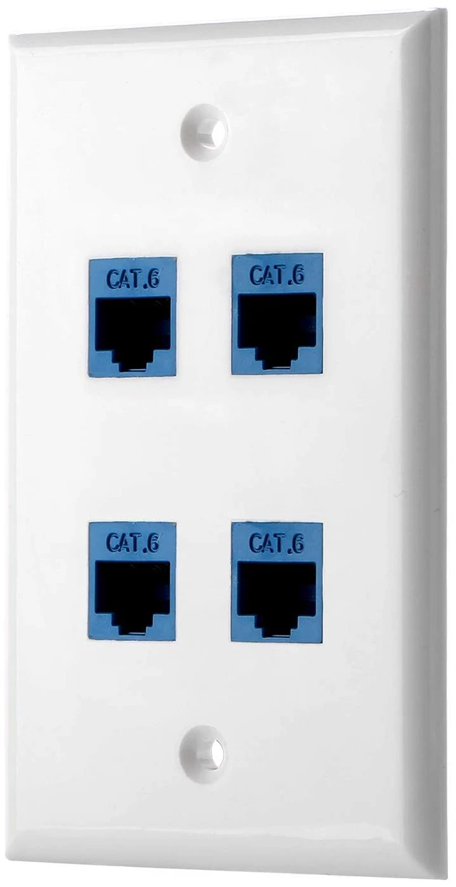 Main image of Cat6 Keystone Ethernet Wall Plate Female to Female - White (4 Port)