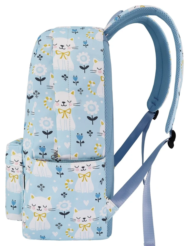 Alt view image 3 of 7 - Backpack for Girls Teens Kids College Middle Elementary High School Cute Cat Flower Backpacks Student Bookbags Travel Waterproof Book Bag Laptop Back Pack, Large