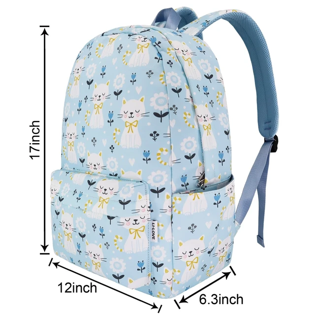 Alt view image 2 of 7 - Backpack for Girls Teens Kids College Middle Elementary High School Cute Cat Flower Backpacks Student Bookbags Travel Waterproof Book Bag Laptop Back Pack, Large