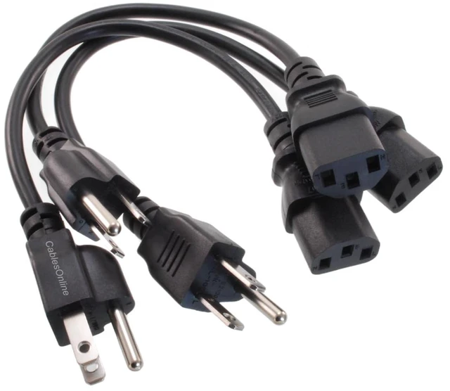 Main image of CablesOnline 3-Pack 1ft. Short 3-Conductor PC Power Cord, 18AWG NEMA 5-15P to IEC-60320-C13 Cable, PC-111-3