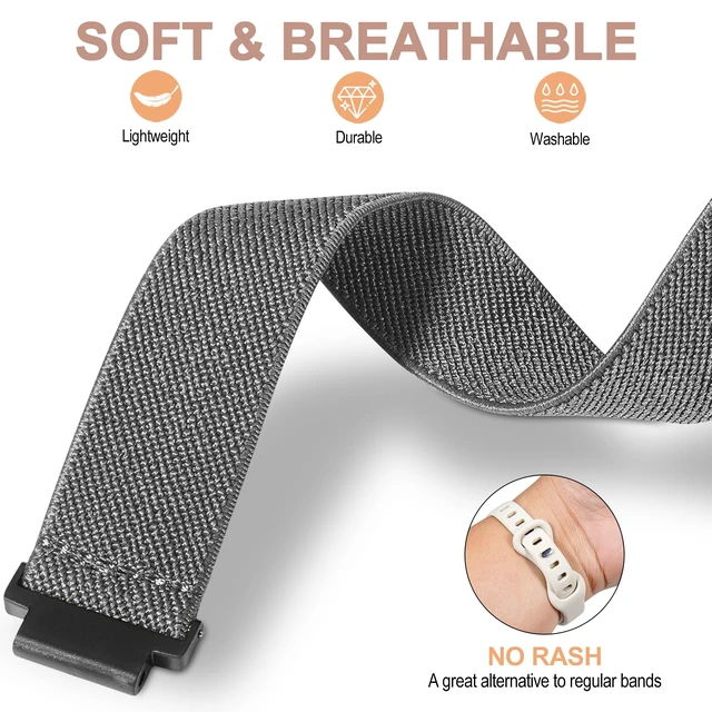 Alt view image 5 of 7 - Elastic Nylon Watchband Compatible with Garmin Forerunner 235/220/230/620/630/735XT,Soft Adjustable Sport Stretchy Replacement Strap for Forerunner 235 Lite/Approach S20/S6/S5 Accessory