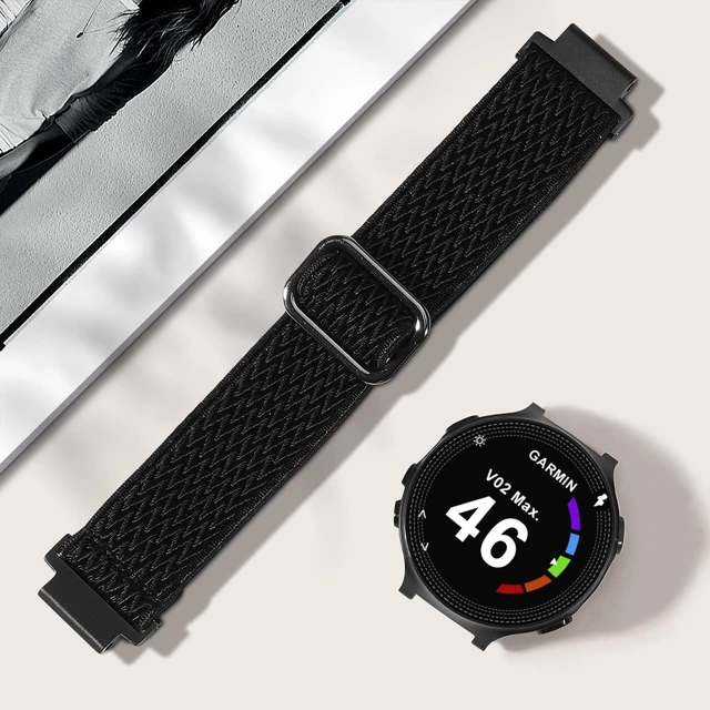 Alt view image 2 of 7 - Elastic Nylon Watchband Compatible with Garmin Forerunner 235/220/230/620/630/735XT,Soft Adjustable Sport Stretchy Replacement Strap for Forerunner 235 Lite/Approach S20/S6/S5 Accessory
