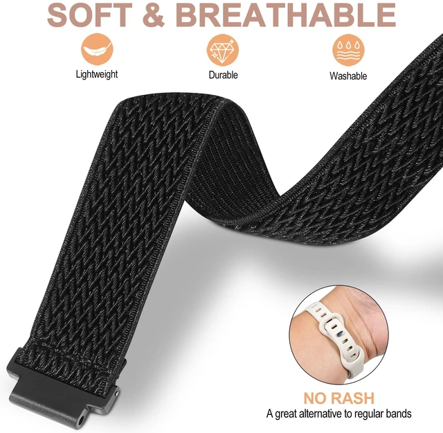 Alt view image 5 of 7 - Elastic Nylon Watchband Compatible with Garmin Forerunner 235/220/230/620/630/735XT,Soft Adjustable Sport Stretchy Replacement Strap for Forerunner 235 Lite/Approach S20/S6/S5 Accessory