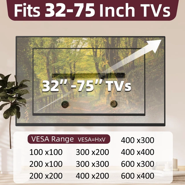Alt view image 3 of 7 - No Stud TV Wall Mount for Drywall 32-75 Inch, No Drill TV Bracket, Up 150lb Studless TVs Hanger Tilts 5° with Max Vesa 600x400, Low Profile, Tool-Free No Damage Easy Install for Home, Renter