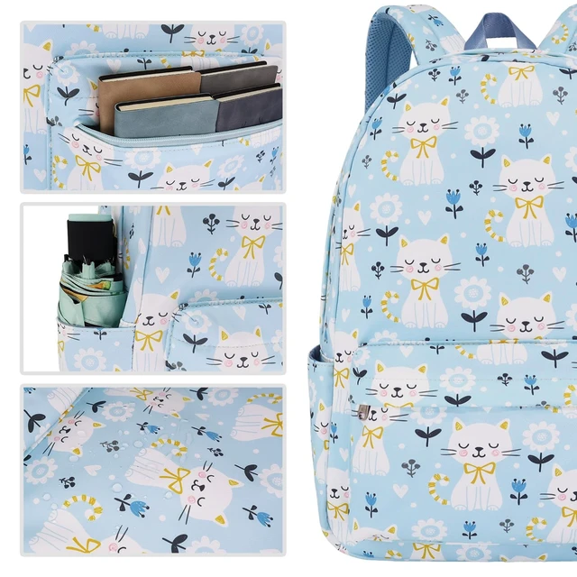 Alt view image 7 of 7 - Backpack for Girls Teens Kids College Middle Elementary High School Cute Cat Flower Backpacks Student Bookbags Travel Waterproof Book Bag Laptop Back Pack, Large