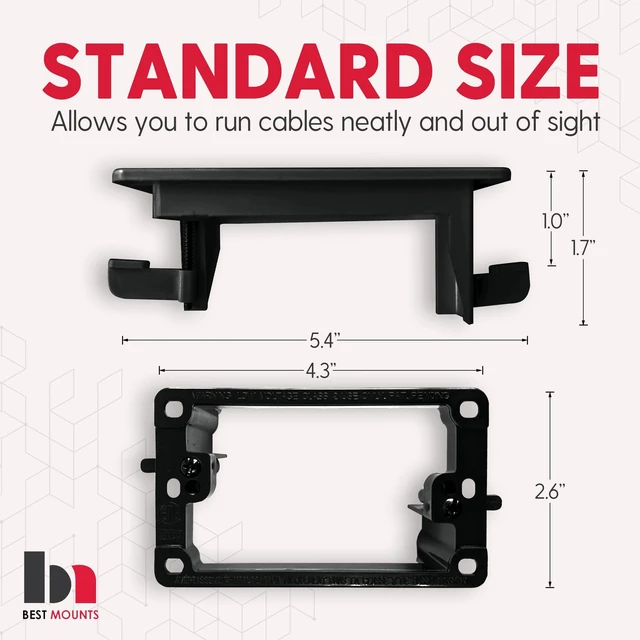 Alt view image 2 of 6 - 4 Pack Wall Plate Cable Pass Through with Bracket - Screwless In Wall Cable Management Kit - Snap ON Wall Plate with Single Gang Low Voltage Mounting Bracket - Decorator Cover for Low Voltage Cables
