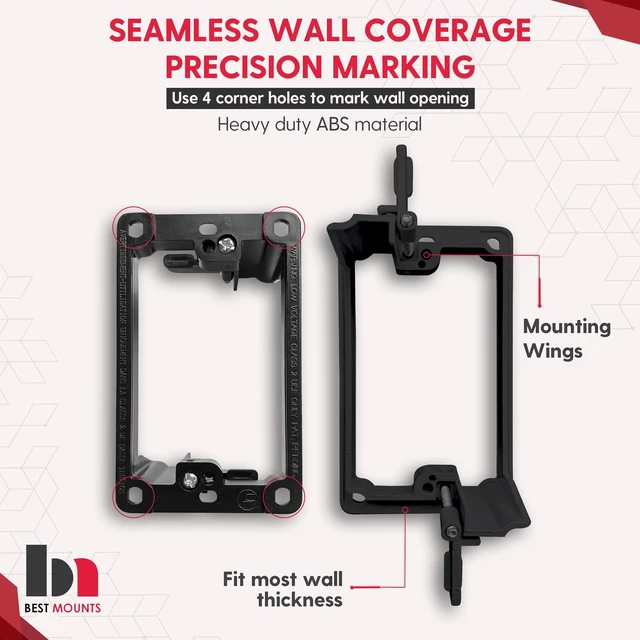 Alt view image 3 of 6 - 4 Pack Wall Plate Cable Pass Through with Bracket - Screwless In Wall Cable Management Kit - Snap ON Wall Plate with Single Gang Low Voltage Mounting Bracket - Decorator Cover for Low Voltage Cables