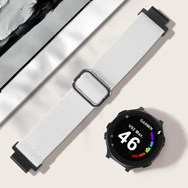 Alt view image 2 of 7 - Elastic Nylon Watchband Compatible with Garmin Forerunner 235/220/230/620/630/735XT,Soft Adjustable Sport Stretchy Replacement Strap for Forerunner 235 Lite/Approach S20/S6/S5 Accessory