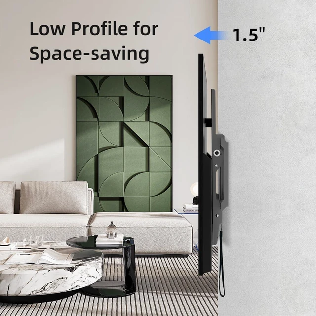 Alt view image 4 of 7 - Tilt TV Wall Mount Bracket for Most 37-82 inch TV, Universal Mount with Max 600x400mm VESA and 132lbs Loading Capacity, Fits Studs 24" Apart, Low Profile with Magnetic Bubble Level (MT5082)