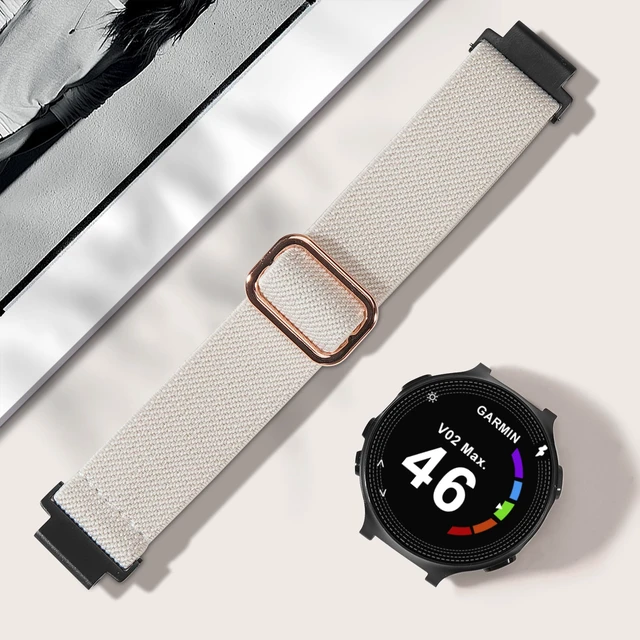 Alt view image 2 of 7 - Elastic Nylon Watchband Compatible with Garmin Forerunner 235/220/230/620/630/735XT,Soft Adjustable Sport Stretchy Replacement Strap for Forerunner 235 Lite/Approach S20/S6/S5 Accessory