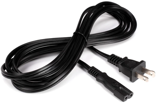 Main image of Polarized 2-Prong Power Cord 8 FT - AC Power Supply Cable With Square/Round Plug for Satellite, CATV, Game Systems, & More - NEMA 1-15P to C7 C8 / IEC 320 - 8 Feet (2.4 Meters), Black