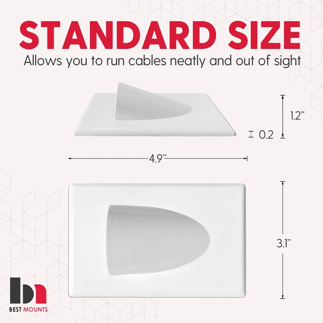 Alt view image 4 of 6 - 4 Pack Wall Plate Cable Pass Through with Bracket - Screwless In Wall Cable Management Kit - Snap ON Wall Plate with Single Gang Low Voltage Mounting Bracket - Decorator Cover for Low Voltage Cables
