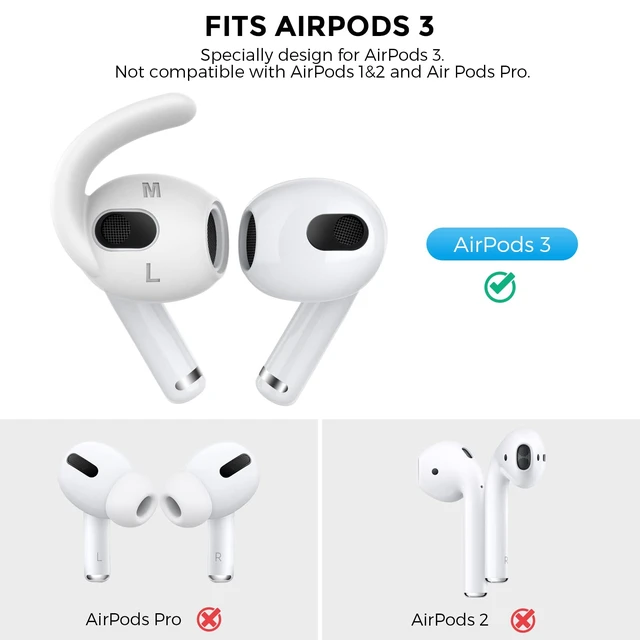 Alt view image 2 of 7 - 3 Pairs AirPods 3 Ear Hooks Anti-Slip Ear Covers Accessories Added Storage Pouch, Anti Slip, Secure Fit, Comfortable Silicone, Compatiable with Apple AirPods 3 2021