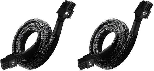 Main image of 8 Pin PCIe Cable for Seasonic PSUs, PCIe 8 Pin Male to PCIe (6+2) Male Power Adapter Sleeved 25-inch (63cm) (Pack of 2)