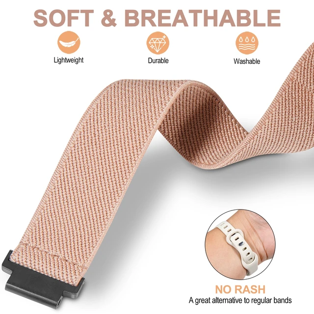 Alt view image 4 of 7 - Elastic Nylon Watchband Compatible with Garmin Forerunner 235/220/230/620/630/735XT,Soft Adjustable Sport Stretchy Replacement Strap for Forerunner 235 Lite/Approach S20/S6/S5 Accessory