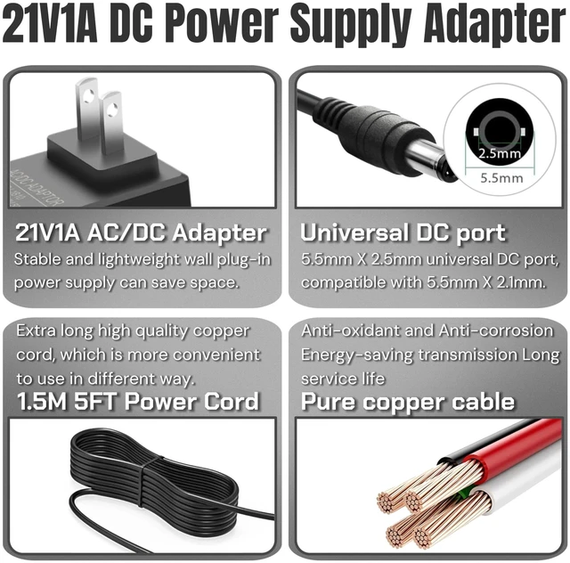 Alt view image 4 of 7 - 21V 1A Lithium Battery Charger Compatible with Mini Chainsaw, Power Tools Lithium Battery Charger, for Aker/Saker/Seyvum/O-Conn/Jujubean/DINSHARE/VTEK,20V/21V Chainsaw with LED Indicator