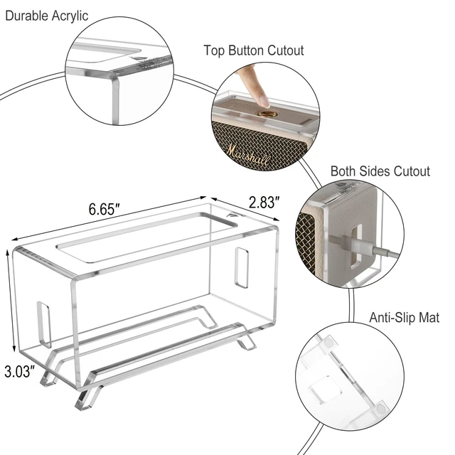Alt view image 2 of 7 - Acrylic Desktop Stand Holder Compatible with Marshall Emberton/Emberton II/Emberton III Portable Speaker, Table Holder Display Shelf Speaker Desktop Stand Shelf (Transparent)