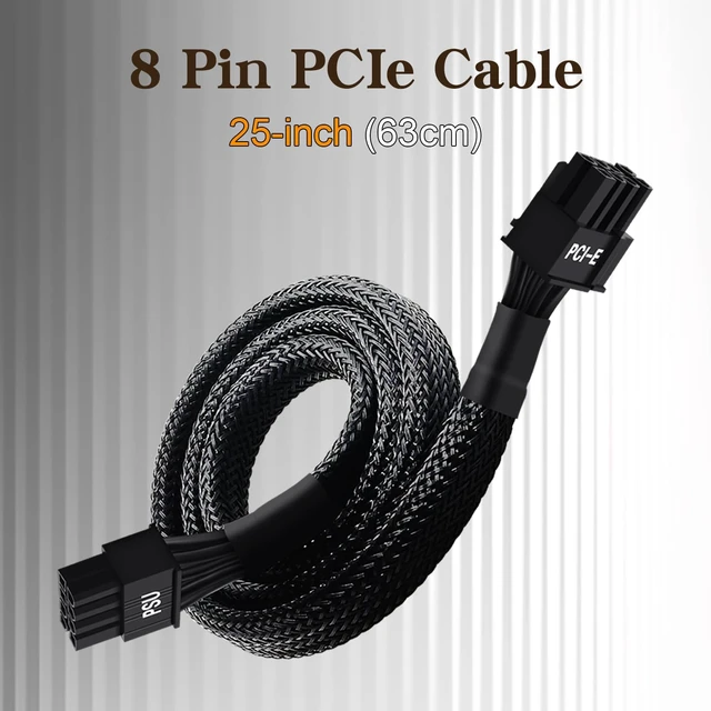 Alt view image 6 of 7 - 8 Pin PCIe Cable for Seasonic PSUs, PCIe 8 Pin Male to PCIe (6+2) Male Power Adapter Sleeved 25-inch (63cm) (Pack of 2)