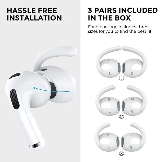 Alt view image 4 of 7 - 3 Pairs AirPods 3 Ear Hooks Anti-Slip Ear Covers Accessories Added Storage Pouch, Anti Slip, Secure Fit, Comfortable Silicone, Compatiable with Apple AirPods 3 2021