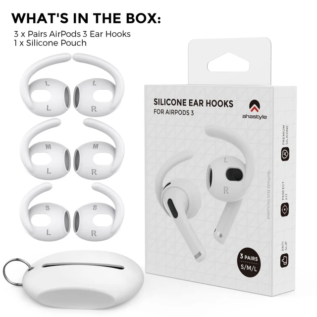 Alt view image 6 of 7 - 3 Pairs AirPods 3 Ear Hooks Anti-Slip Ear Covers Accessories Added Storage Pouch, Anti Slip, Secure Fit, Comfortable Silicone, Compatiable with Apple AirPods 3 2021