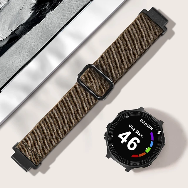 Alt view image 2 of 7 - Elastic Nylon Watchband Compatible with Garmin Forerunner 235/220/230/620/630/735XT,Soft Adjustable Sport Stretchy Replacement Strap for Forerunner 235 Lite/Approach S20/S6/S5 Accessory