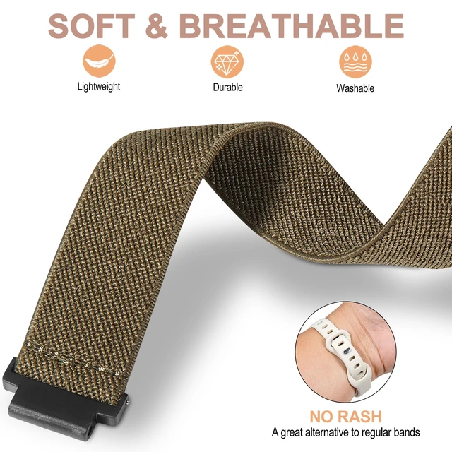 Alt view image 5 of 7 - Elastic Nylon Watchband Compatible with Garmin Forerunner 235/220/230/620/630/735XT,Soft Adjustable Sport Stretchy Replacement Strap for Forerunner 235 Lite/Approach S20/S6/S5 Accessory