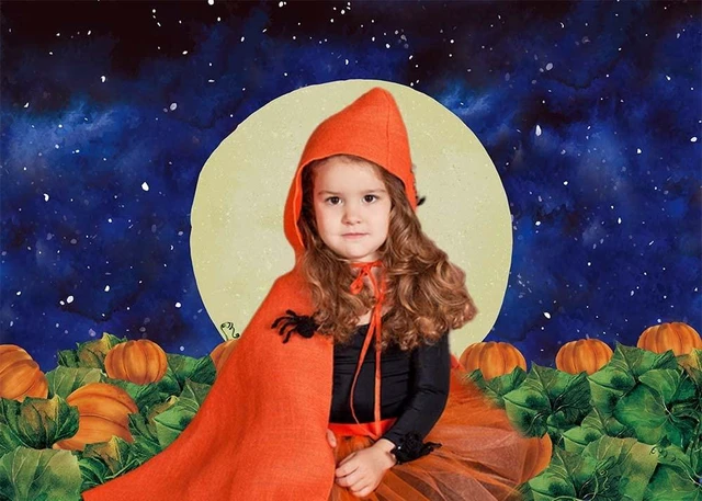 Alt view image 3 of 7 - Fall Halloween Backdrop for Photography Full Moon Night Pumpkin Background Pumpkin Patch Banner for Kids Baby Shower Birthday Party Cake Table Banner Studio Photography Props
