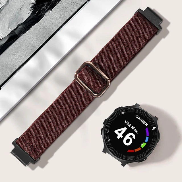 Alt view image 2 of 7 - Elastic Nylon Watchband Compatible with Garmin Forerunner 235/220/230/620/630/735XT,Soft Adjustable Sport Stretchy Replacement Strap for Forerunner 235 Lite/Approach S20/S6/S5 Accessory