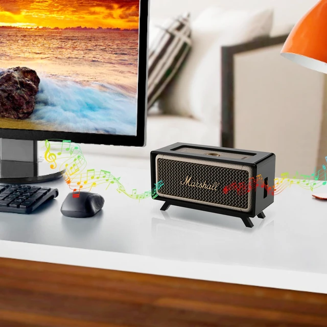 Alt view image 7 of 7 - Acrylic Desktop Stand Holder Compatible with Marshall Emberton/Emberton II/Emberton III Speaker, Table Holder Display Shelf Speaker Desktop Stand Shelf (Black)