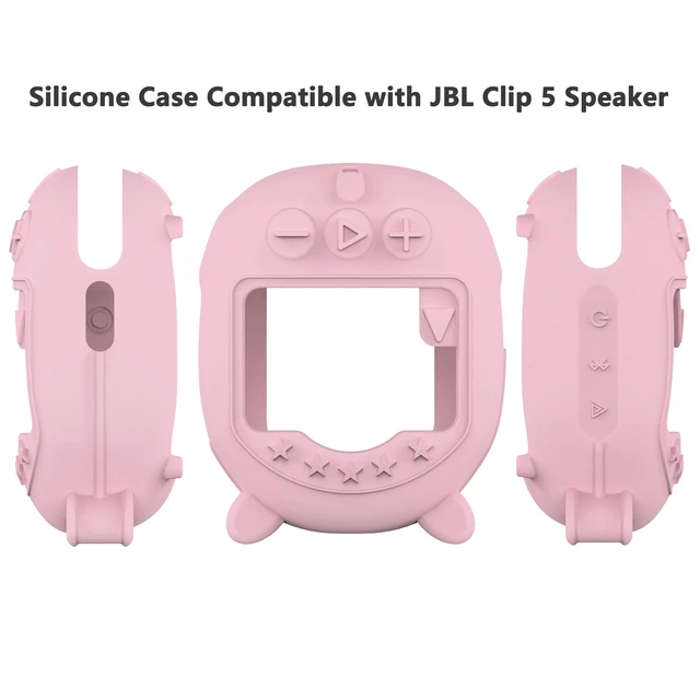 Alt view image 3 of 7 - Silicone Cover Case for JBL Clip 5 Portable Bluetooth Speaker, Pink Protective Soft Skin for Clip 5 Speaker Holder Accessories, Portable Stand Up Case, Shockproof and Anti-Scratch Cover